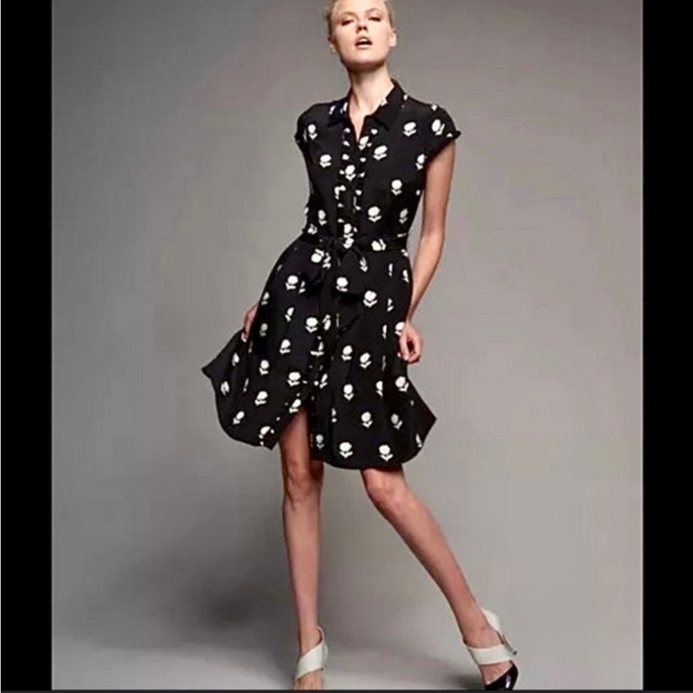 kate spade Black Dress with White Skull Print Midi